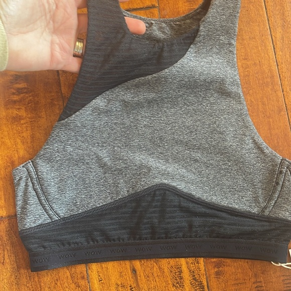 Sports bra and leggings matching set. Grey and black with sheer detailing. NWT - Picture 2 of 7